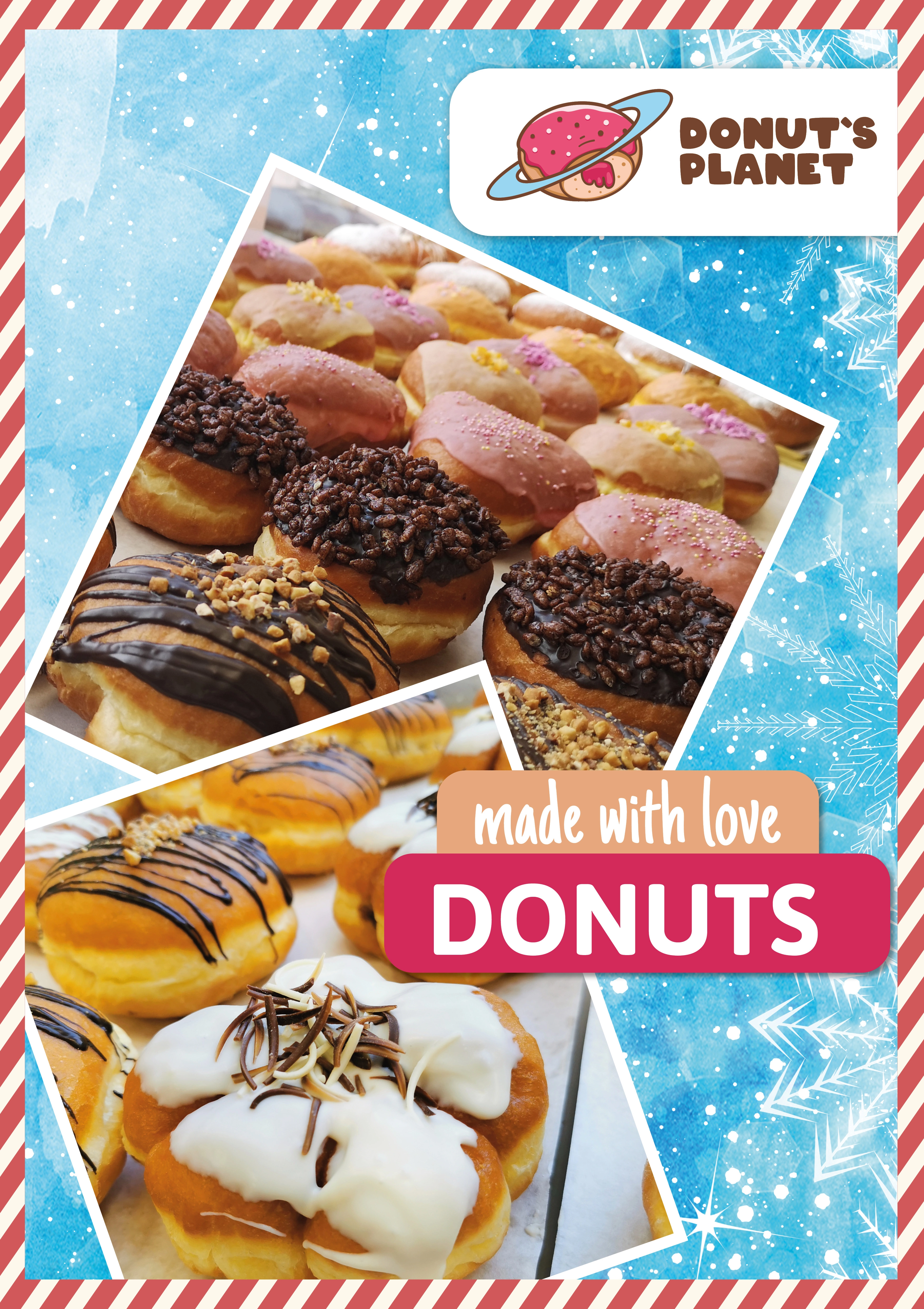 Świąteczny plakat promocyjny Donuts