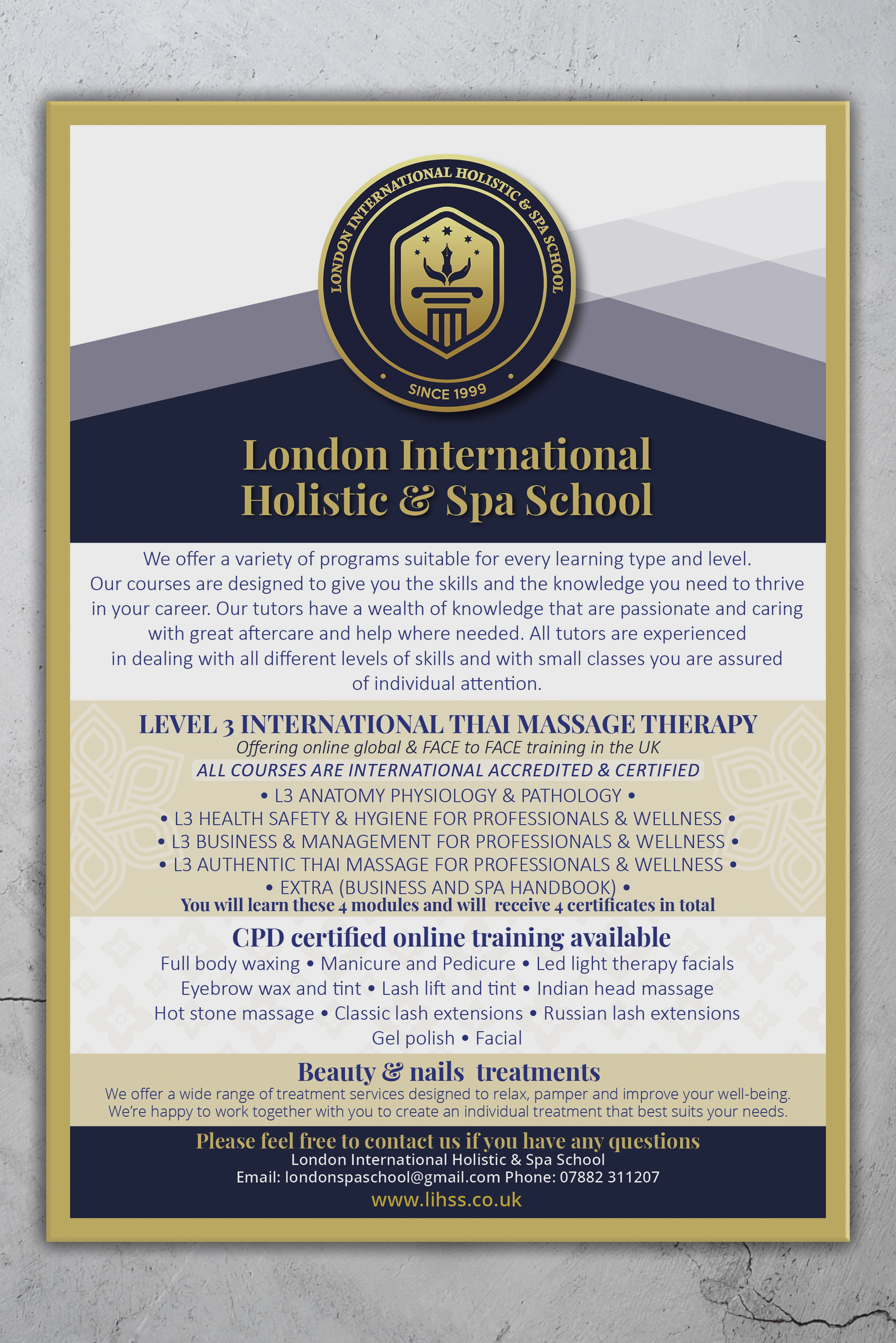 Certyfikat London International Holistic & Spa School